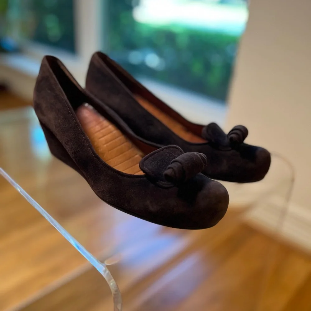 Chie Mihara Chocolate Suede Wedges - Picture 8 of 11